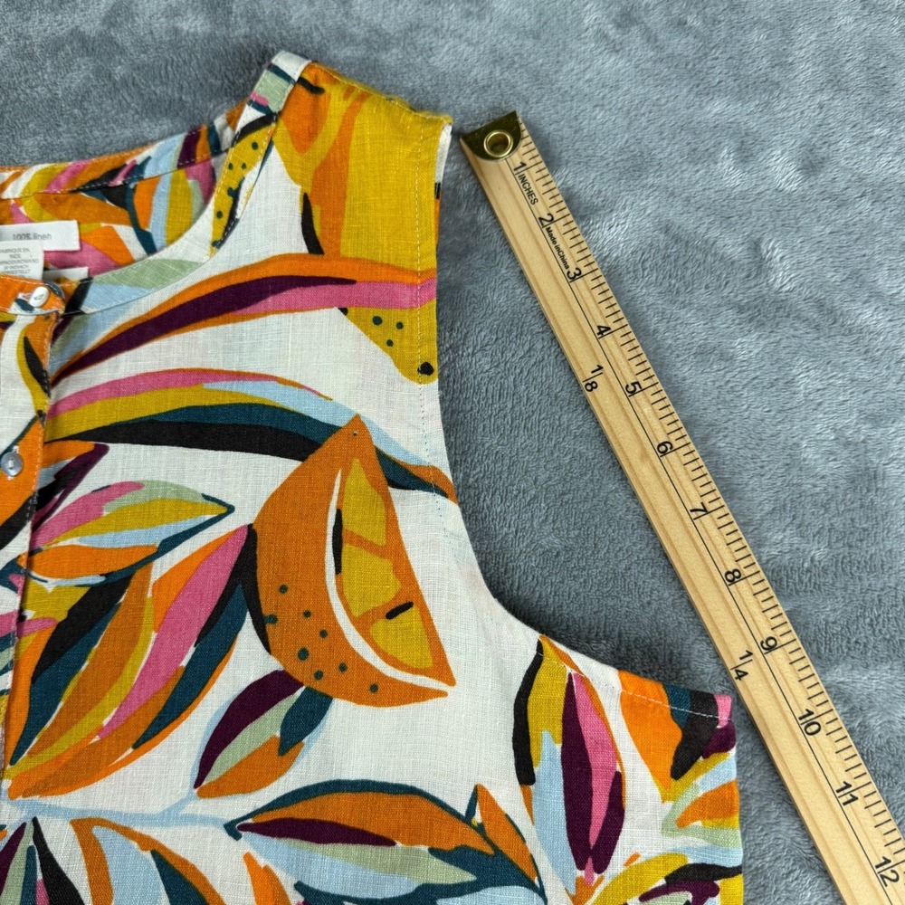 C&C California Womens L Linen Sleeveless Tank Top Beach Bright Boho Summer - Picture 9 of 15